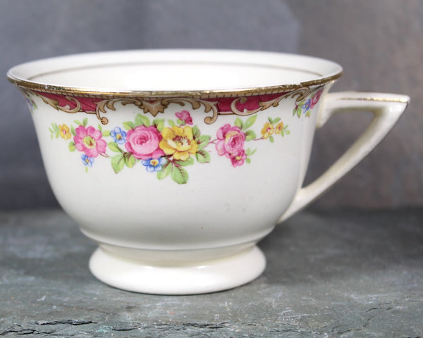 Edwin M. Knowles Pink & Yellow Rose Tea Cup and Saucer | Pink Tea Cup | Made in USA | Bixley Shop