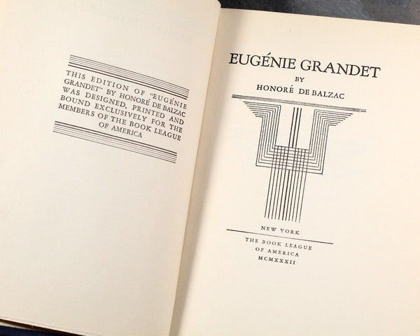 Eugenie Grande by Honore de Balzac | 1932 | The Book League of America Edition