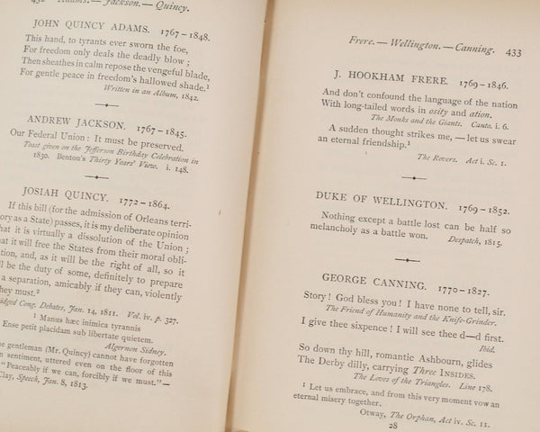 Favorite Quotations by John Bartlett | 1878 | 7th Edition | Antique Quotations Reference Book | Bixley Shop