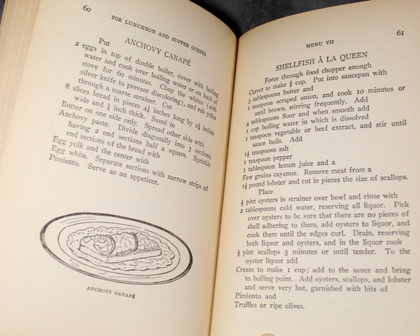 For Luncheon and Supper Guests by Alice Bradley | 1923 Miss Farmer's Cooking School Cookbook | Antique Cookbook | Bixley Shop