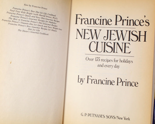 Francine Prince's New Jewish Cuisine | 1991 Jewish Cookbook | Hanukkah | Passover | Bixley Shop