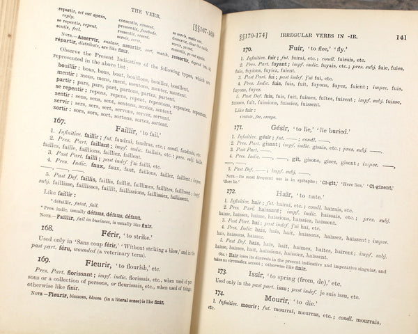 1905 Antique French Grammar Book (in English) | Written by W.H. Fraser & J. Squair | Leather Bound, Turn of the Century Textbook