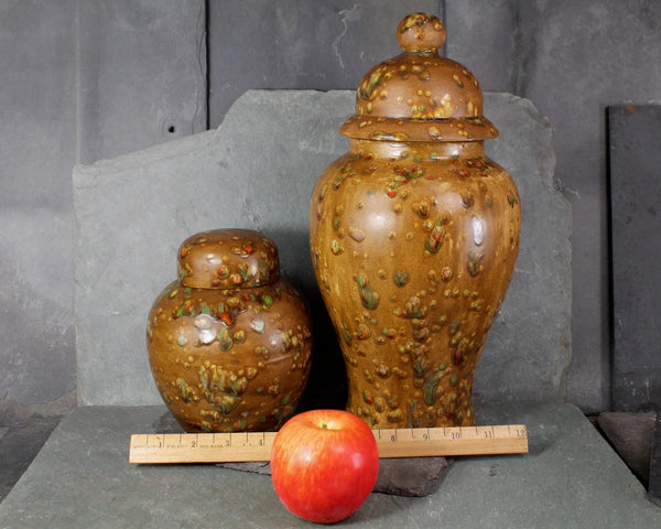 Hand Glazed Urn & Ginger Jar | 1970s Ceramic Storage Set | Large and Small Ginger Jars | Purchase Separately or as Pair | Bixley Shop