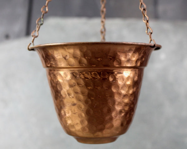 Hanging Hammered Copper on Brass Small Planter | Small Hanging Planter | Indoor Planter | Bixley Shop