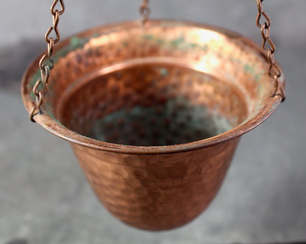 Hanging Hammered Copper on Brass Small Planter | Small Hanging Planter | Indoor Planter | Bixley Shop