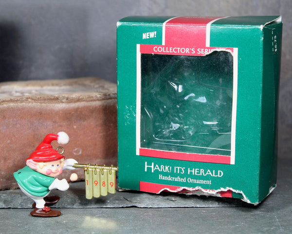 Hark! It's Herald by Hallmark | 1989 FIRST in the Series | Vintage Elf Ornament | Vintage Hark! It's Herald Ornament in Original Box