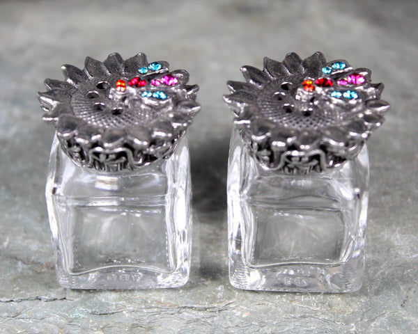 Honey Bee Salt and Pepper Shakers | Mary Demarco Small Shakers with Swarovski Crystals | Pewter Topped Shakers | Bixley Shop