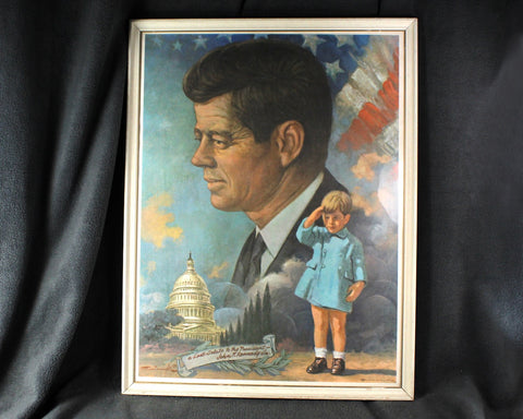 The Last Salute | Vintage, Framed JFK Poster | Circa 1960s | John F. Kennedy Presidential Portrait 24" x 18" | Bixley Shop