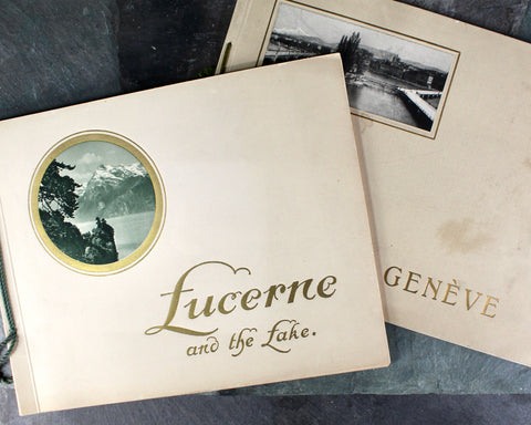 RARE! 1920s Geneva and Lucerne Switzerland Souvenir Photo Books | Set of 2 | Antique Swiss Souvenir Guidebooks