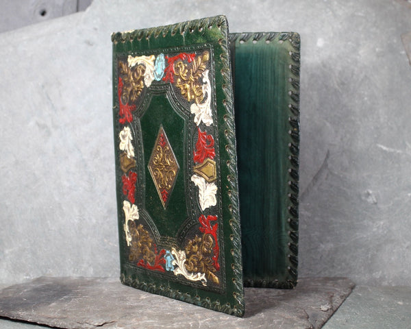 Italian Leather Book Cover | Embossed Leather Notebook Cover 8" x 5.5" | Bixley Shop