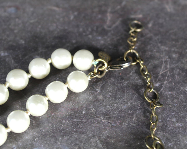 JCrew Double Strand Chunky Necklace | Double Strand Pearls with Salmon & Peach Stones | 18-20" Chunky Bib Statement Necklace | Bixley Shop