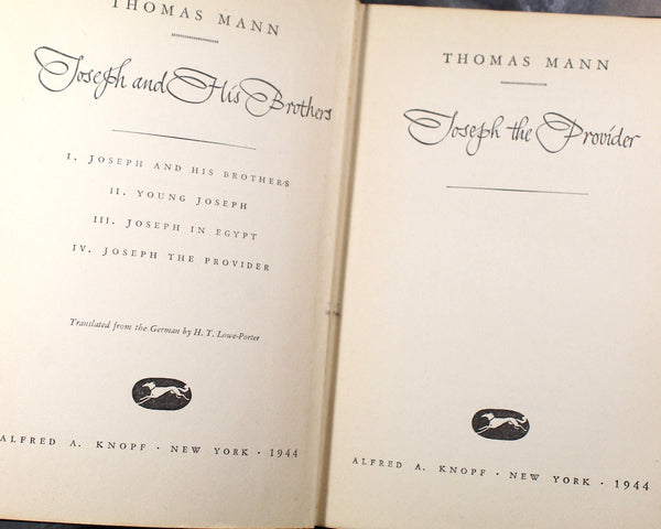Joseph the Provider by Thomas Mann - Alfred A. Knopf 1944 Edition - Hardcover Thomas Mann - German Literature