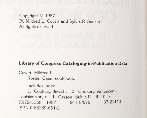 Kosher Cajun Cookbook by Mildred L. Dyer & Sylvia P. Gerson | 1987 FIRST EDITION New Orleans Cookbook | Bixley Shop