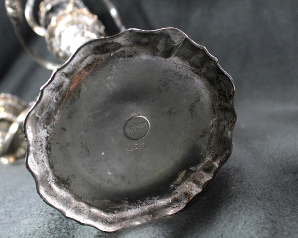 Large Silver Candelabra - 5 Candle | 4 Arm Silverplate Candelabra Rocco Style | Crescent Silver Company | Holiday Table Decor | Bixley Shop