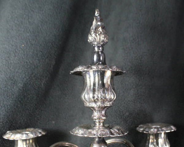 Large Silver Candelabra - 5 Candle | 4 Arm Silverplate Candelabra Rocco Style | Crescent Silver Company | Holiday Table Decor | Bixley Shop