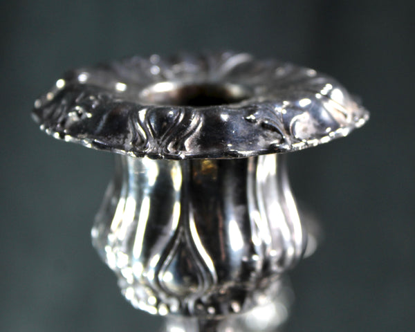 Large Silver Candelabra - 5 Candle | 4 Arm Silverplate Candelabra Rocco Style | Crescent Silver Company | Holiday Table Decor | Bixley Shop