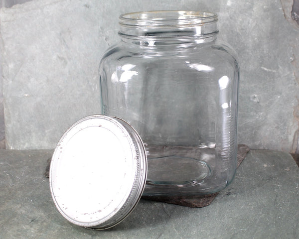 Old General Store Square Counter Jar | Large Vintage Candy Jar with Silver Screw-Top Lid