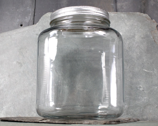 Old General Store Square Counter Jar | Large Vintage Candy Jar with Silver Screw-Top Lid