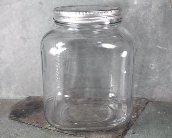 Old General Store Square Counter Jar | Large Vintage Candy Jar with Silver Screw-Top Lid