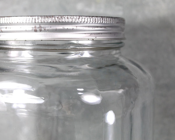 Old General Store Square Counter Jar | Large Vintage Candy Jar with Silver Screw-Top Lid