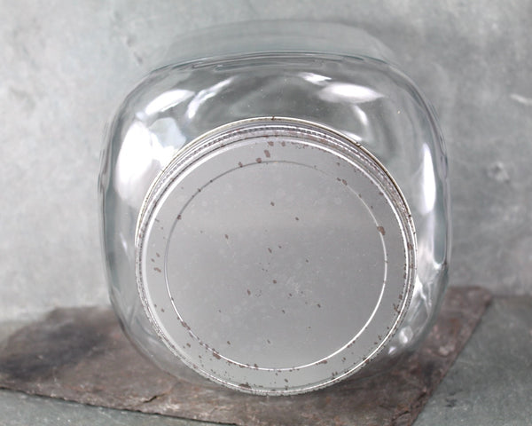 Old General Store Square Counter Jar | Large Vintage Candy Jar with Silver Screw-Top Lid