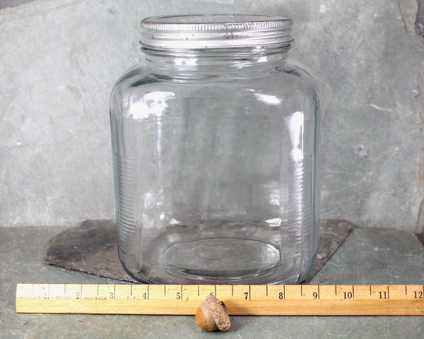 Old General Store Square Counter Jar | Large Vintage Candy Jar with Silver Screw-Top Lid