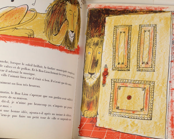 RARE! Le Bon Lion (The Good Lion) | 1954 FRENCH Children's Picture Book | Gorgeous Mid-Century Children's Book Art