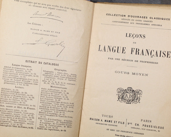 RARE! Lessons in the French Language (Lecons de Langue Francaise) | Antique Schoolbook late 1800s/early 1900s | French Schoolbook