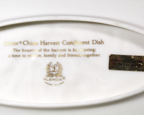 Lenox China Harvest Condiment Dish | 24K Gold Trim | Vintage Lenox Serving Dish | Thanksgiving Table | Bixley Shop