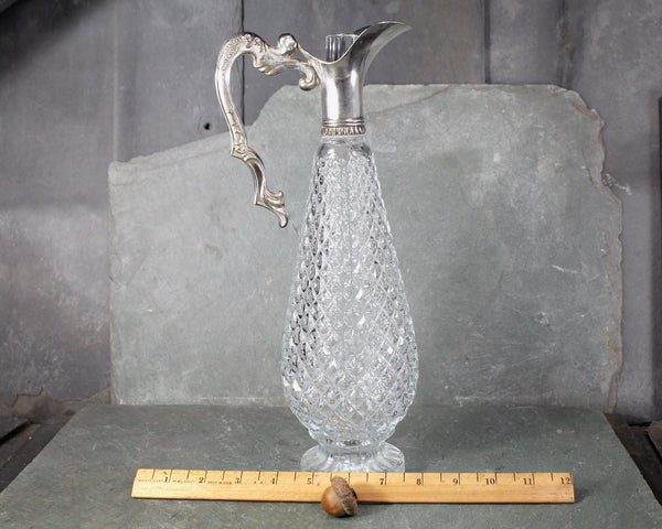 Leonard of Italy Glass and Silver Decanter | Pressed Glass Decanter with Glass Stopper | Cordial Decanter | Bixley Shop