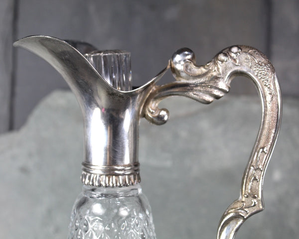 Leonard of Italy Glass and Silver Decanter | Pressed Glass Decanter with Glass Stopper | Cordial Decanter | Bixley Shop