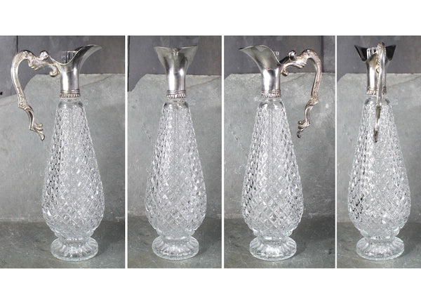 Leonard of Italy Glass and Silver Decanter | Pressed Glass Decanter with Glass Stopper | Cordial Decanter | Bixley Shop