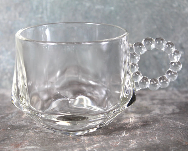 1950s Luncheon Divided Glass Dish with Matching Glass Cup | Clear Glass Trinket Tray, Vanity Organizer, or Condiment Serving Piece | Boopie Glass | Bixley Shop