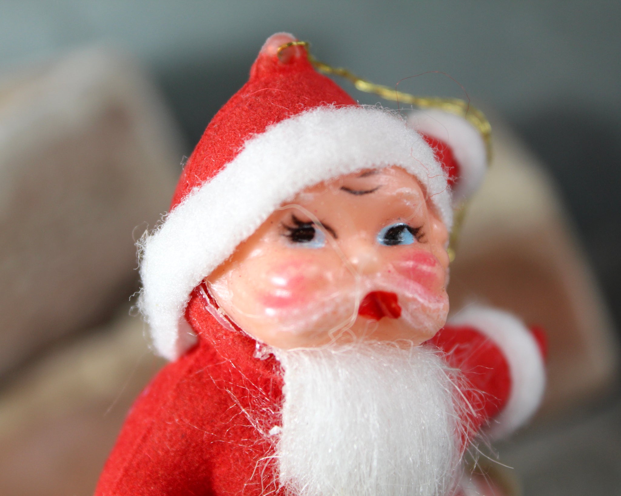 【ひまわり さま】vintage ornament ❀ かわいい 赤いおうち MCMStridingSantaOrnament_Bixle