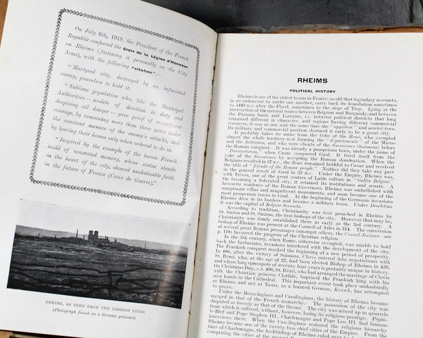 RHEIMS and the Battles for Its Possession | WWI (1914-1918) Illustrated Michelin Guide Book | Antique World War I History Book