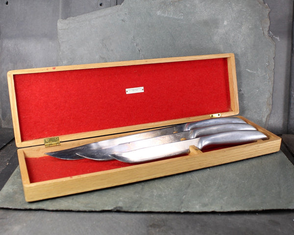 MCM Abercrombie & Fitch Co Carving Set in Original Wooden Box | Set of 3 Stainless Carving Knives | Foodie Gifts | Bixley Shop