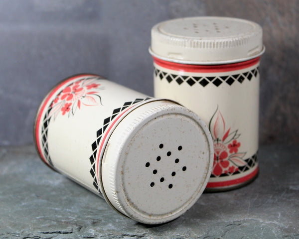 Mid-Century Declare Kitchen Shakers | Set of 2 Decoware Tin Shaker Containers | Classic Kitchen Kitsch | Bixley Shop