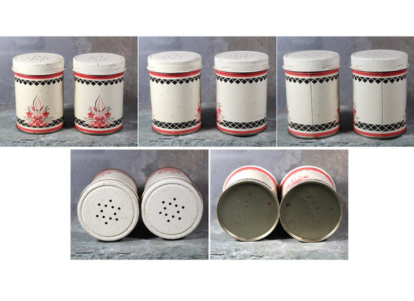 Mid-Century Declare Kitchen Shakers | Set of 2 Decoware Tin Shaker Containers | Classic Kitchen Kitsch | Bixley Shop