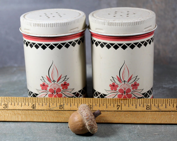 Mid-Century Declare Kitchen Shakers | Set of 2 Decoware Tin Shaker Containers | Classic Kitchen Kitsch | Bixley Shop