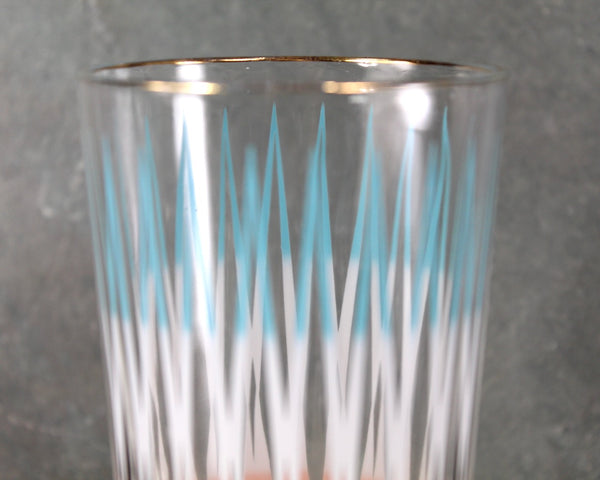 Set of 2 Mid-Century Tumblers | Anchor Hocking Blue, White, & Pink Drinking Glasses | Mid-Century circa 1960s | 8 Oz Glasses | Bixley Shop