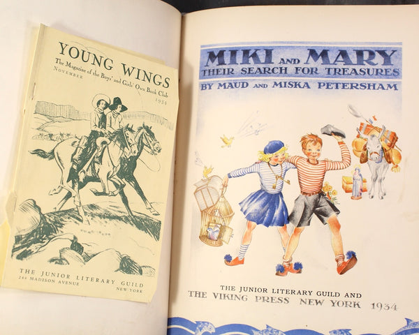 Miki and Mary: Their Search for Treasure by Maud & Misha Petersham | 1934 Junior Literary Guild, Boys' and Girls' Own Book Club