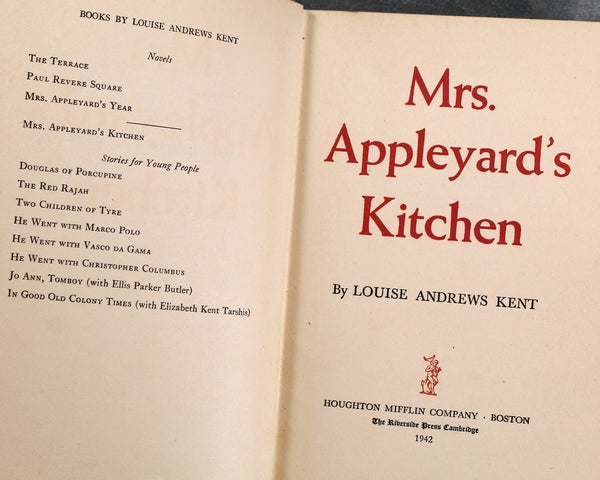 Mrs. Appleyard's Kitchen by Louise Andrews Kent | 1942 FIRST EDITION Vintage Cookbook | Bixley Shop