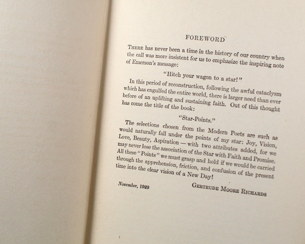 Antique, Leather Bound Poetry Anthologies curated by Mrs. Waldo Richards for Houghton Mifflin | Star Points 1921 and Love's Highway 1927