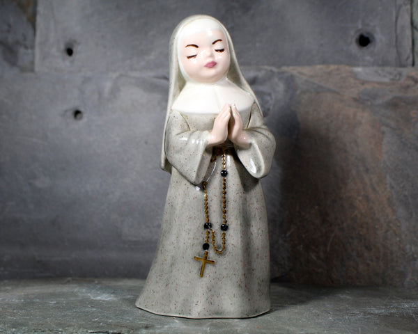 Vintage Ceramic Nun Figurine | Serene Praying Nun Figurine | Bixley Shop