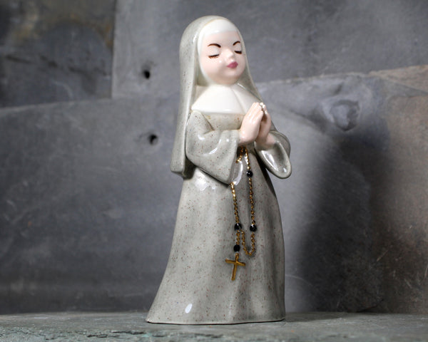 Vintage Ceramic Nun Figurine | Serene Praying Nun Figurine | Bixley Shop