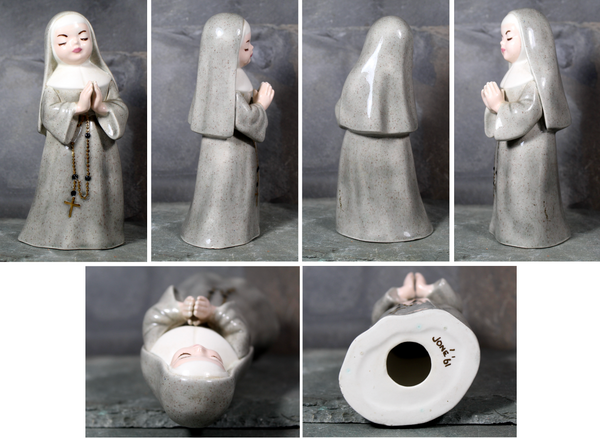 Vintage Ceramic Nun Figurine | Serene Praying Nun Figurine | Bixley Shop