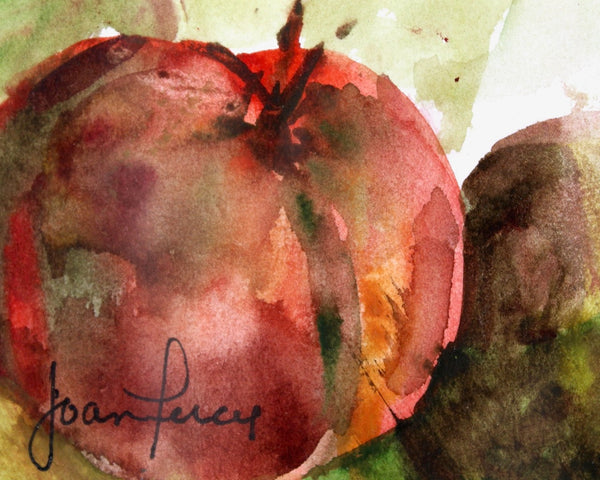 Original, Signed Watercolor Paintings | Set of 3 | "Apple Study" | Artist Joan Percy | Bixley Shop