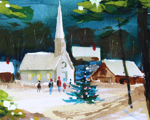 VERY RARE! ORIGINAL Gouache Painting by Artist Shu Dick Ju | 1960s Original Christmas Card Art | Commercial Greeting Card Art