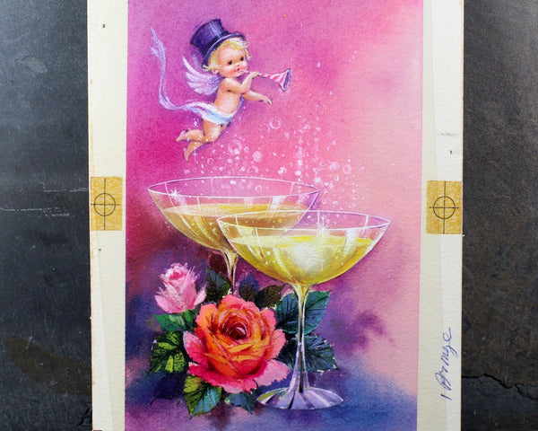 VERY RARE! ORIGINAL Gouache Painting by Artist Shu Dick Ju | 1960s/70s Original New Year's Card Art | Greeting Card Art