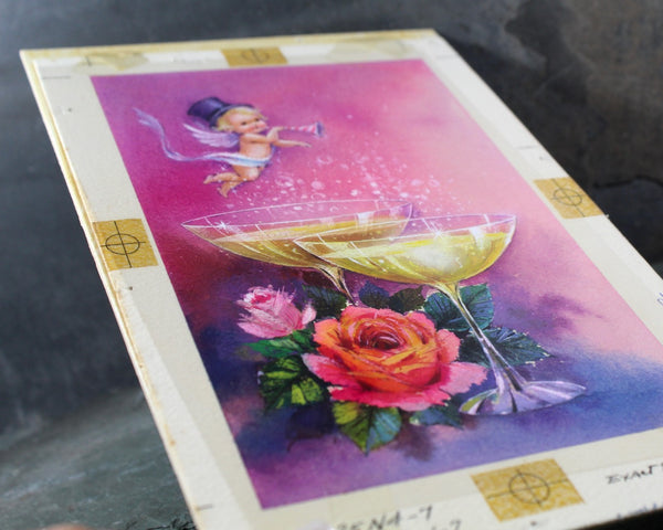 VERY RARE! ORIGINAL Gouache Painting by Artist Shu Dick Ju | 1960s/70s Original New Year's Card Art | Greeting Card Art